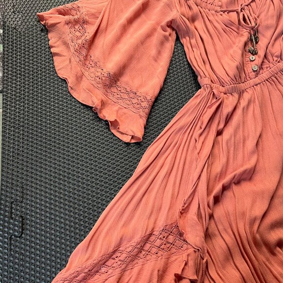 Free People, Midi-dress, Flowy, Flouncy Salmon/Terra Cotta, XS - Picture 8 of 8